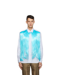 Comme Des Garcons Homme Plus White And Blue Hair Shirt