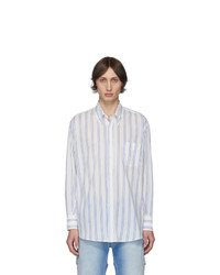 Our Legacy White And Blue Stripe Less Borrowed Shirt