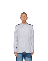 Junya Watanabe White And Blue Stripe X Check Shirt