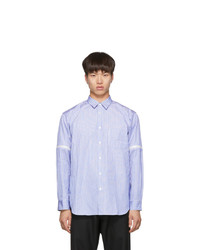 Comme Des Garcons SHIRT White And Blue Stripe Zip On Sleeves Shirt