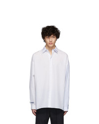 Ader Error White And Blue Unbalanced Double Collar Shirt