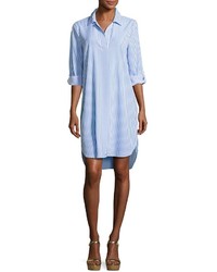 Neiman Marcus 34 Sleeve Striped Shirtdress Bluewhite