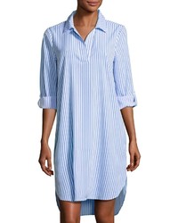 Neiman Marcus 34 Sleeve Striped Shirtdress Bluewhite