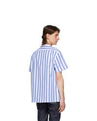 Polo Ralph Lauren Blue And White Striped Poplin Short Sleeve Shirt
