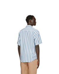 AMI Alexandre Mattiussi Blue And White Striped Short Sleeve Shirt