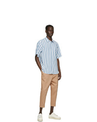 AMI Alexandre Mattiussi Blue And White Striped Short Sleeve Shirt