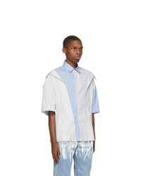 Feng Chen Wang Grey And Blue 2 In 1 Short Sleeve Shirt