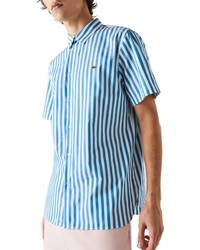 Lacoste Regular Fit Stripe Short Sleeve Button Up Shirt