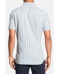 Wallin Bros Popover Trim Fit Short Sleeve Stripe Sport Shirt