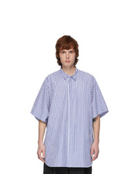 Juun.J White And Blue Striped Short Sleeve Shirt