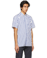 Ralph Lauren Purple Label White Blue Capri Striped Short Sleeve Shirt