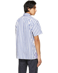 Ralph Lauren Purple Label White Blue Capri Striped Short Sleeve Shirt