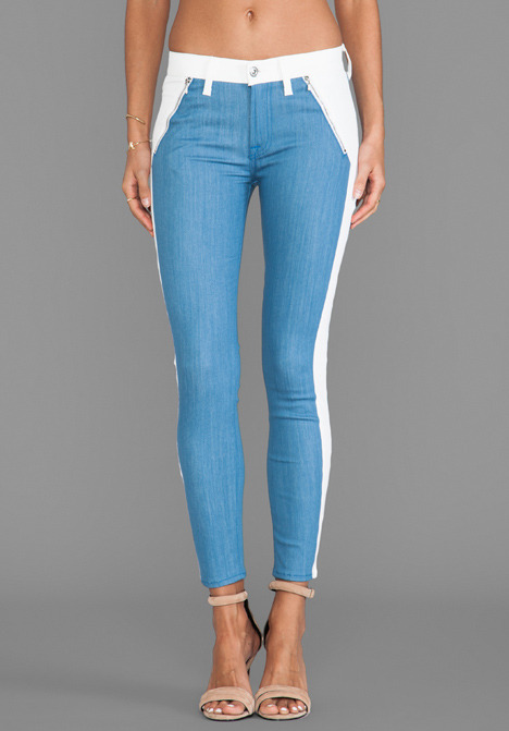 blue and white striped skinny jeans