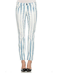 blue and white striped skinny jeans