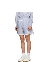 Daniel W. Fletcher Blue And White Striped Oxford Shorts