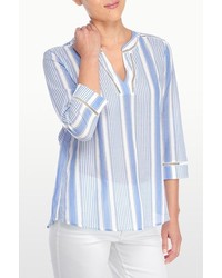 White and Blue Vertical Striped Tunic