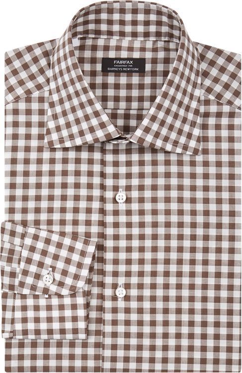 Fairfax Gingham Dress Shirt Brown, $290 | Barneys New York | Lookastic
