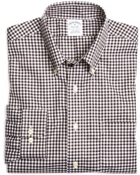 White and Brown Gingham Shirt
