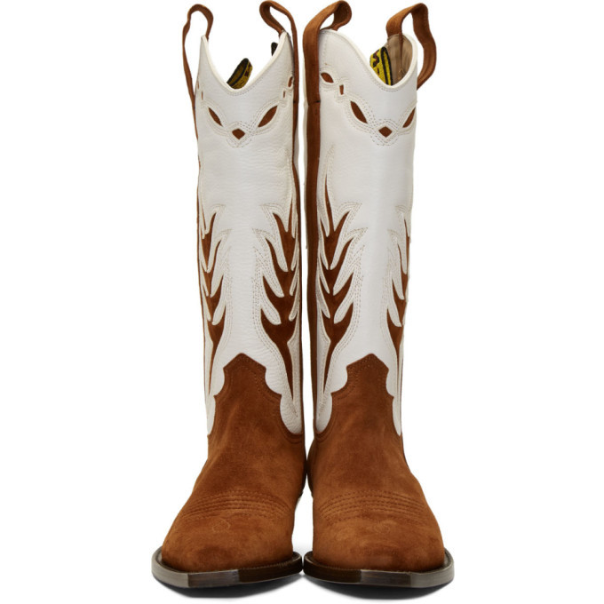 brown and white boots