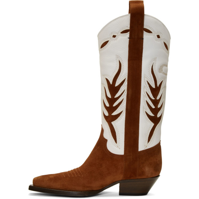 brown and white boots