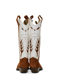 Off-White Brown And White Cowboy Boots