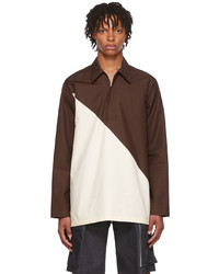 Jil Sander Brown White Cotton Shirt