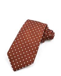 White and Brown Polka Dot Tie