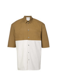 White and Brown Short Sleeve Shirt