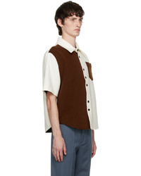 The World Is Your Oyster White Brown Patchwork Shirt