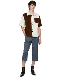 The World Is Your Oyster White Brown Patchwork Shirt