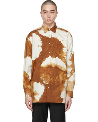 White and Brown Tie-Dye Long Sleeve Shirt