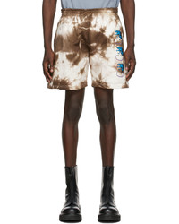 White and Brown Tie-Dye Sports Shorts