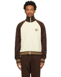 White and Brown Zip Sweater