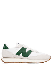 New Balance White Green 237 Sneakers