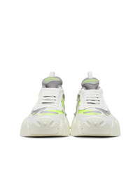 Valentino Garavani White And Green Camo Rockrunner Sneakers
