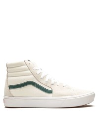White and Green Canvas High Top Sneakers