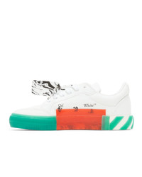 Off-White White And Green Vulcanized Low Sneakers
