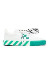 Off-White White And Green Vulcanized Low Sneakers