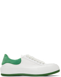 Alexander McQueen White Green Deck Plimsoll Sneakers