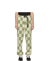 White and Green Check Chinos