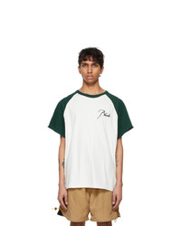 Rhude White And Green Raglan Logo T Shirt