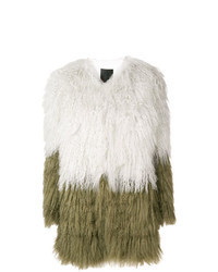 White and Green Fur Coat