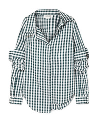Monse Asymmetric Gingham Cotton Poplin Shirt