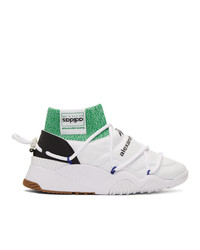 White and Green High Top Sneakers
