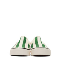 Vans Green And White Striped Classic 98 Dx Slip On Sneakers