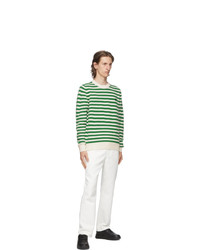 Acne Studios Green And White Breton Stripe Sweater
