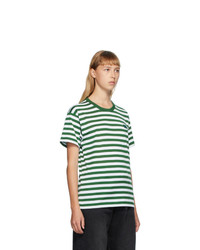 Acne Studios Green And White Classic Fit Striped T Shirt