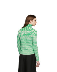 Judy Turner Green And White Knit Turtleneck