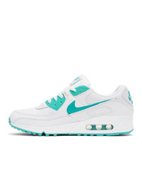 Nike White And Green Air Max 90 Sneakers