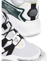 Valentino White Silver And Green Garavani Climber Sneakers